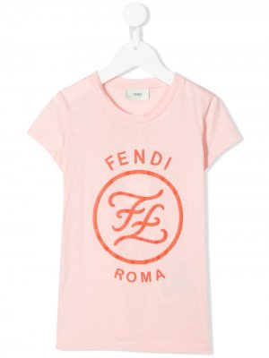 Футболка с логотипом Fendi Kids. Цвет: розовый