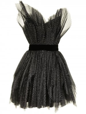 Плиссированное платье мини с пышной юбкой Ralph & Russo. Цвет: черный