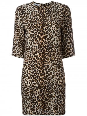 Платье с леопардовым принтом Equipment. Цвет: черный