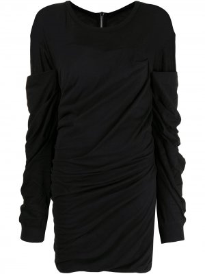 Платье с длинными рукавами и сборками RtA. Цвет: черный