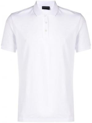 Рубашка-поло узкого кроя Emporio Armani. Цвет: белый