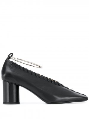 Туфли с браслетом на щиколотку и декоративной строчкой Jil Sander. Цвет: черный