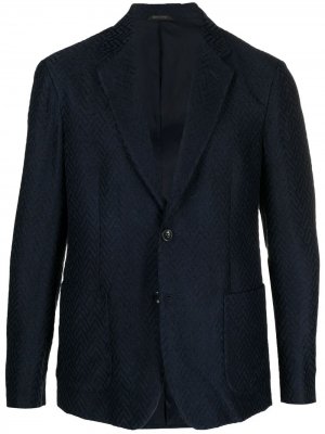 Жаккардовый пиджак с узором шеврон Giorgio Armani. Цвет: синий