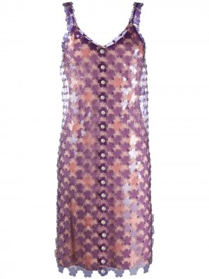 Декорированное платье-трапеция с пайетками Paco Rabanne. Цвет: фиолетовый