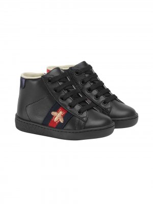 Toddlers leather high-top sneakers Gucci Kids. Цвет: черный