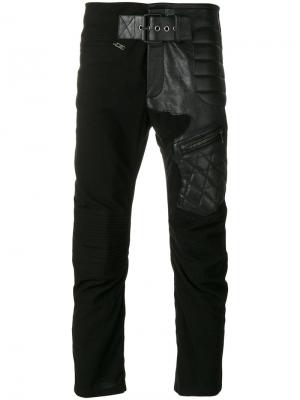 Байкерские брюки с кожаными вставками Haider Ackermann. Цвет: черный
