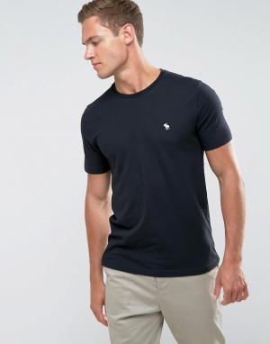 Черная облегающая футболка с круглым вырезом и логотипом Abercrombie & Fitch. Цвет: черный