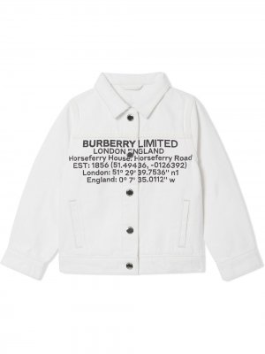 Джинсовая куртка с принтом Burberry Kids. Цвет: белый