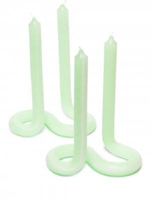 Набор из двух свечей Twist Fluo Lex Pott. Цвет: зеленый
