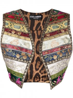 Жаккардовый жилет со вставками Dolce & Gabbana. Цвет: золотистый