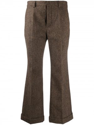 Укороченные брюки строгого кроя Saint Laurent. Цвет: коричневый