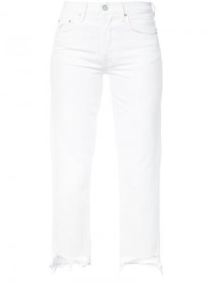 Укороченные джинсы с рваным низом Grlfrnd. Цвет: белый