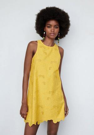 Платье Mango. Цвет: желтый