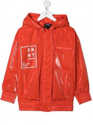 Куртка на молнии с логотипом Dkny Kids. Цвет: оранжевый