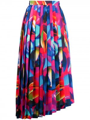 Плиссированная юбка асимметричного кроя MSGM. Цвет: синий