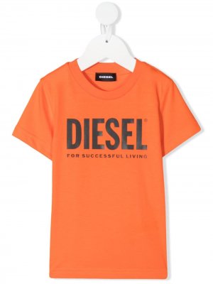 Футболка с логотипом Diesel Kids. Цвет: оранжевый