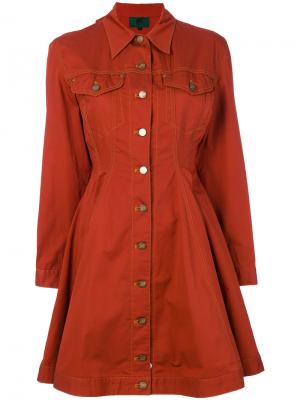 Джинсовое расклешенное платье-рубашка Jean Paul Gaultier Vintage. Цвет: желтый