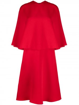 Платье-кейп длины миди Valentino. Цвет: красный