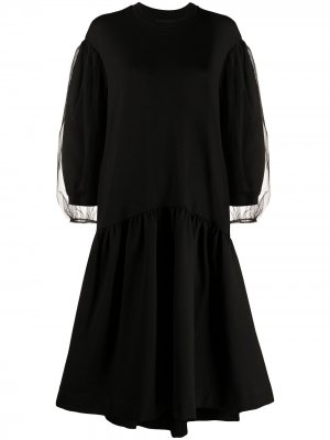 Расклешенное платье с объемными рукавами Simone Rocha. Цвет: черный