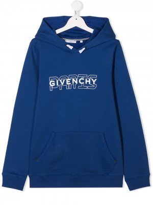 Худи с логотипом Givenchy Kids. Цвет: синий