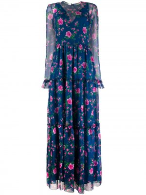 Длинное платье с цветочным принтом Philosophy Di Lorenzo Serafini. Цвет: синий