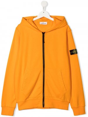 Куртка на молнии с нашивкой-логотипом Stone Island Junior. Цвет: оранжевый