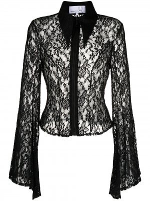 Кружевная блузка с заостренным воротником Natasha Zinko. Цвет: черный