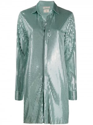 Удлиненная рубашка с пайетками Bottega Veneta. Цвет: зеленый