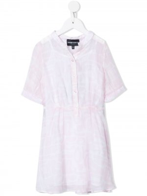 Платье-рубашка без воротника Emporio Armani Kids. Цвет: розовый