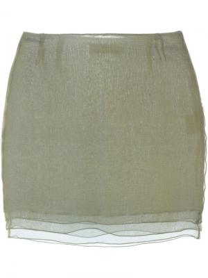 Многоярусная мини юбка Romeo Gigli Vintage. Цвет: зеленый