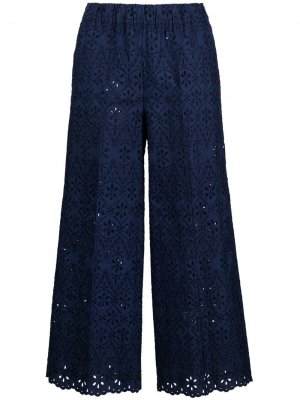 Укороченные брюки с английской вышивкой P.A.R.O.S.H.. Цвет: синий