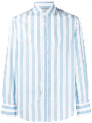 Полосатая рубашка узкого кроя Brunello Cucinelli. Цвет: синий