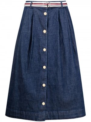 Джинсовая юбка миди на пуговицах Tommy Hilfiger. Цвет: синий