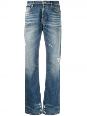 Прямые джинсы с эффектом потертости The Attico. Цвет: синий