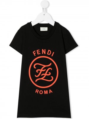 Платье-футболка с принтом Karligraphy Fendi Kids. Цвет: черный