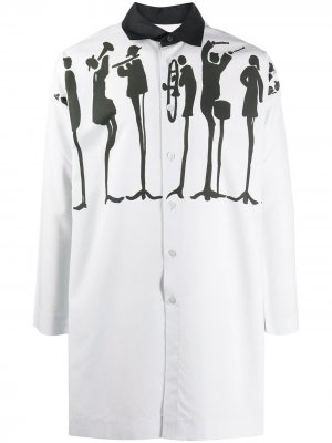 Удлиненная рубашка с графичным принтом Homme Plissé Issey Miyake. Цвет: белый