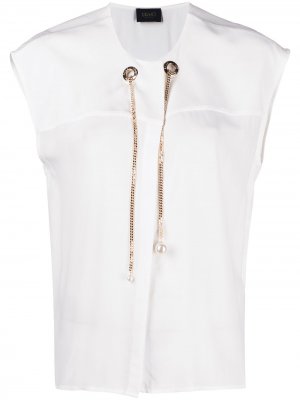 Блузка без рукавов с цепочкой LIU JO. Цвет: белый