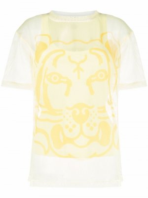 Многослойная футболка с принтом Tiger Kenzo. Цвет: желтый
