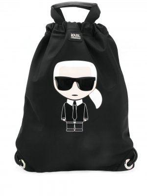 Рюкзак с принтом Ikonik Karl Lagerfeld. Цвет: черный