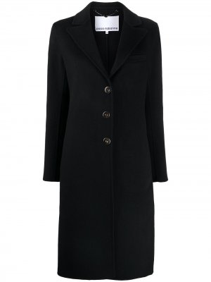 Однобортное приталенное пальто Paco Rabanne. Цвет: черный