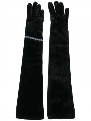 Длинные бархатные перчатки MM6 Maison Margiela. Цвет: черный