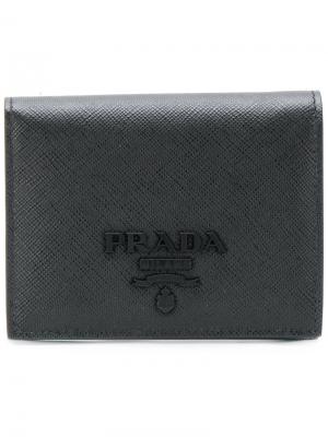 Маленький кошелек с бляшкой логотипом Prada. Цвет: чёрный