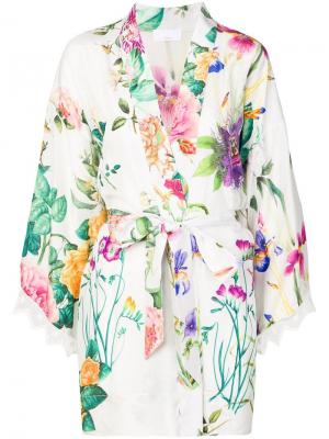 Пиджак-кимоно с цветочным принтом P.A.R.O.S.H.. Цвет: белый