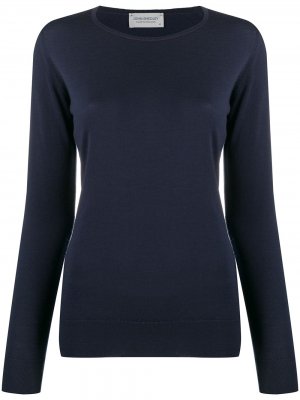 Приталенный пуловер с круглым вырезом John Smedley. Цвет: синий