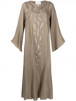 Платье с длинными рукавами SHATHA ESSA. Цвет: зеленый
