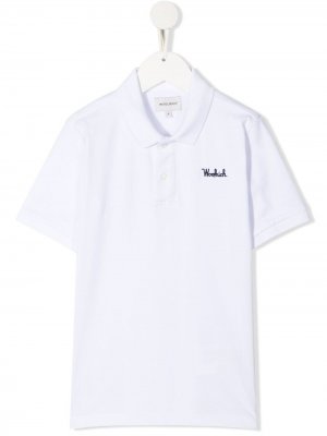 Рубашка поло с вышитым логотипом Woolrich Kids. Цвет: белый