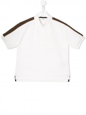 Рубашка-поло с логотипом FF Fendi Kids. Цвет: белый