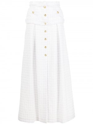 Твидовая юбка с бахромой Elisabetta Franchi. Цвет: белый