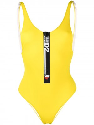Слитный купальник с логотипом Dsquared2. Цвет: желтый