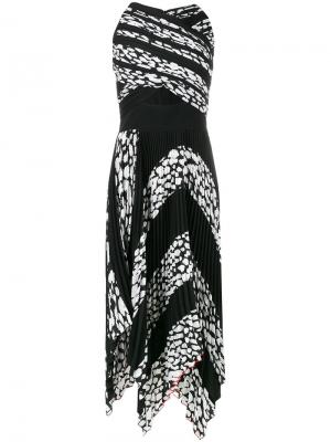 Плиссированное платье с прорезями и леопардовым принтом Proenza Schouler. Цвет: черный